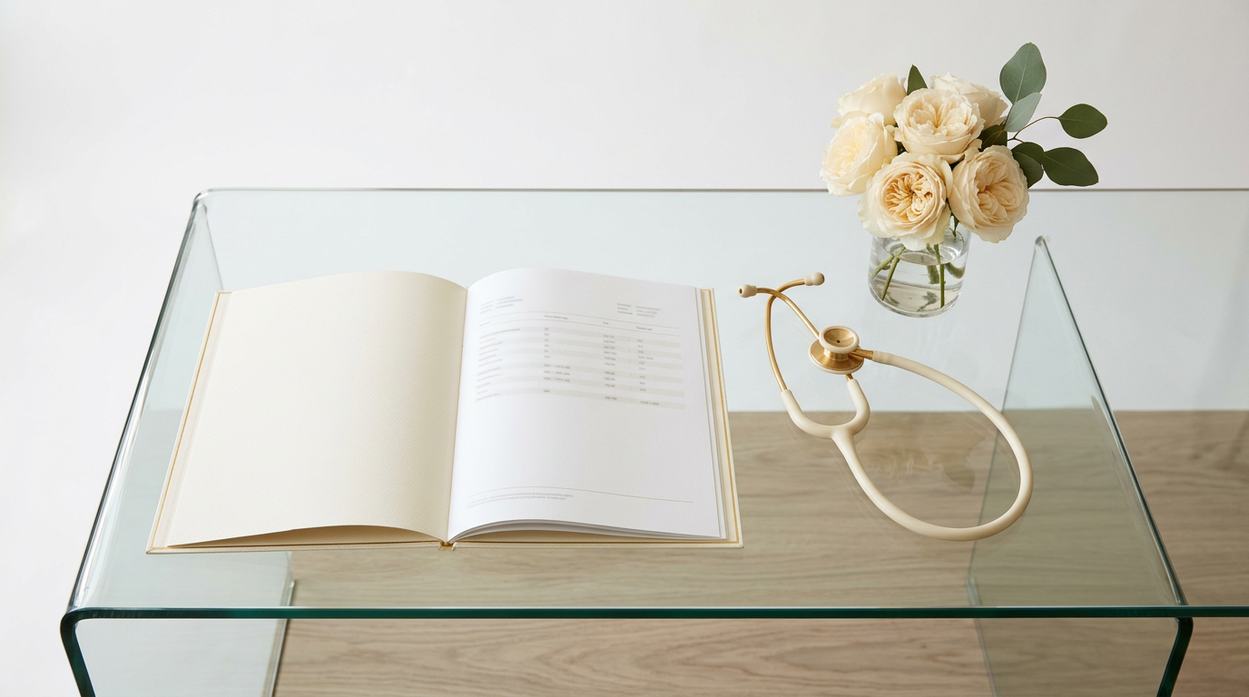 A refined wellness scene representing health screenings and preventive care after 40.