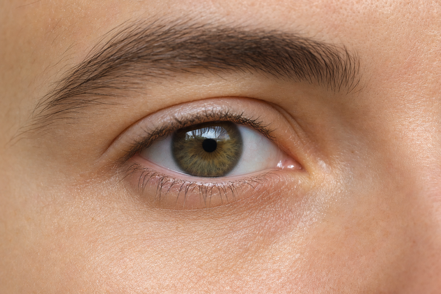 Close-up of the periorbital eye area showing delicate skin structure and fine lines, Belldiva skincare science