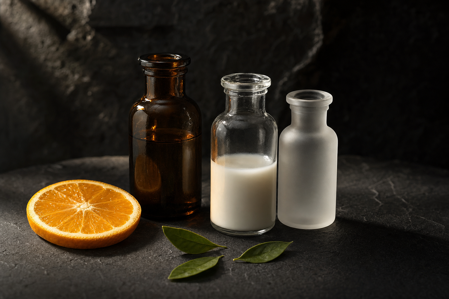 Skincare actives including vitamin C serum, niacinamide and retinol products representing the skinvestment ingredient list, Belldiva