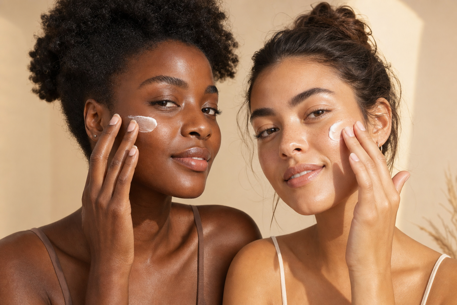 Glowing radiant skin in warm morning sunlight representing the long-term benefits of a daily SPF skincare routine, Belldiva